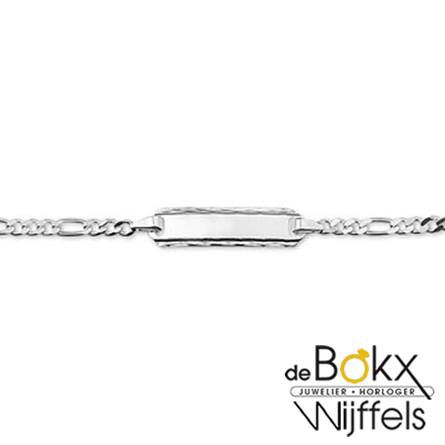 begaan Creatie Desillusie Armbanden - Zilveren graveerarmband met een figaro schakeltje. De lengte bedraagt 11cm met 2cm extensie. De breedte van de graveerplaat bedraagt 5mm. Laat de armband graveren met een naam of datum. Het begaan Creatie Desillusie Armbanden - Zilveren graveerarmband met een figaro schakeltje. De lengte bedraagt 11cm met 2cm extensie. De breedte van de graveerplaat bedraagt 5mm. Laat de armband graveren met een naam of datum. Het
