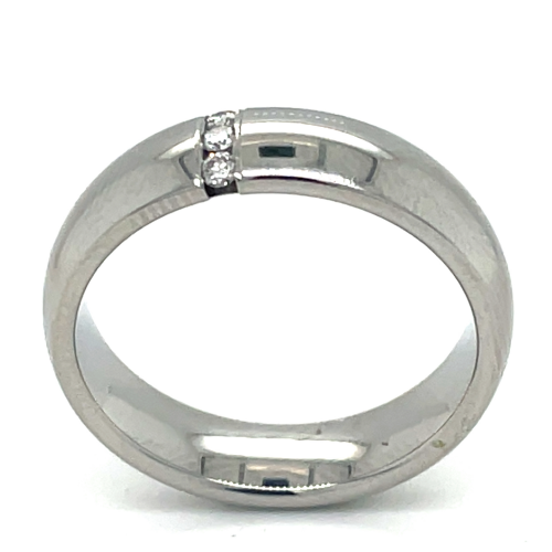 Stalen ring met 3 diamanten in maat 55 - 53298 Stalen ring met 3 diamanten in maat 55 - 53298
