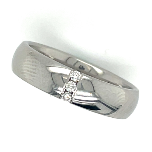 Stalen ring met 3 diamanten in maat 55 - 53298 Stalen ring met 3 diamanten in maat 55 - 53298