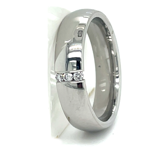 Stalen ring met 3 diamanten in maat 55 - 53298 Stalen ring met 3 diamanten in maat 55 - 53298