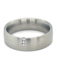 Stalen ring met 3 diamanten in maat 54 - 53310 Stalen ring met 3 diamanten in maat 54 - 53310