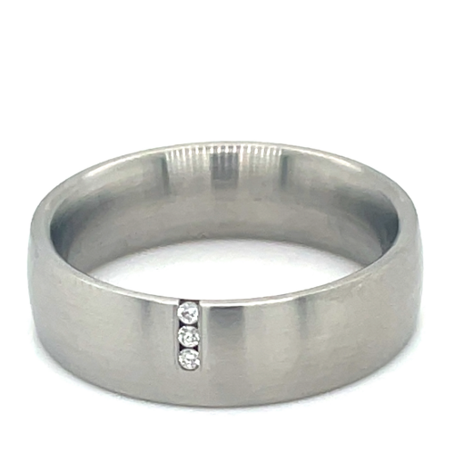 Stalen ring met 3 diamanten in maat 54 - 53310 Stalen ring met 3 diamanten in maat 54 - 53310