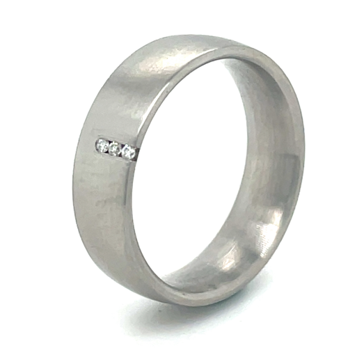 Stalen ring met 3 diamanten in maat 54 - 53310 Stalen ring met 3 diamanten in maat 54 - 53310