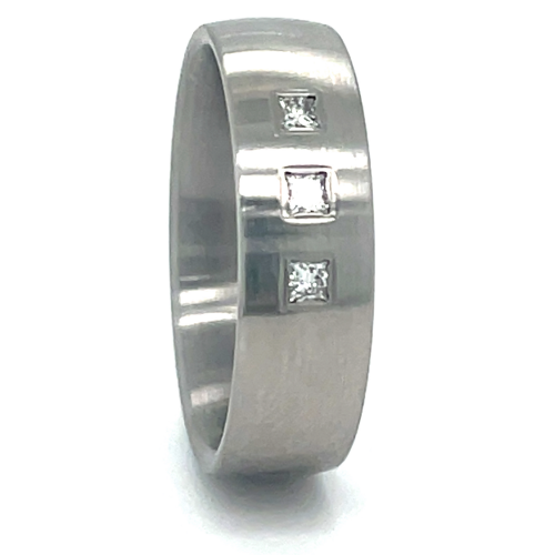 Edelstalen ring met 3 briljanten maat 54 - 53319
