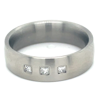 Edelstalen ring met 3 briljanten maat 54 - 53319 Edelstalen ring met 3 briljanten maat 54 - 53319