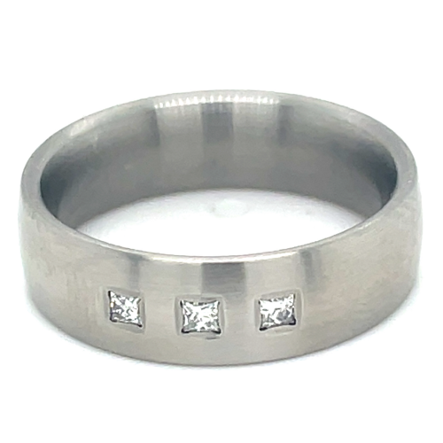 Edelstalen ring met 3 briljanten maat 54 - 53319