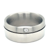 Stalen ring met 1 diamant in maat 56 - 53324