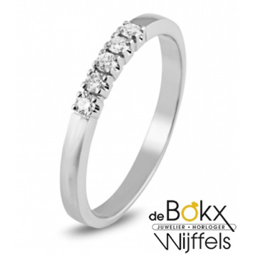 Witgouden ring met 5 diamant van 0.07crt maat 53 - 53839 Witgouden ring met 5 diamant van 0.07crt maat 53 - 53839