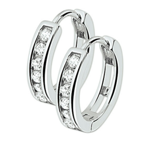 oorringen zilver gerhodineerd met zirkonia steentjes - 53696