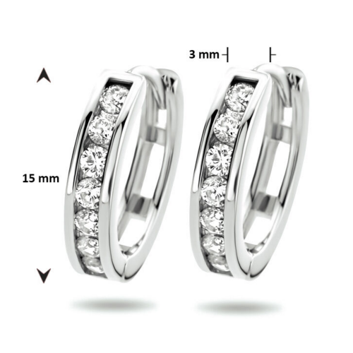 oorringen zilver gerhodineerd met zirkonia steentjes - 53696