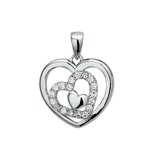 hartjes hanger met 3 hartjes in zilver - 53748