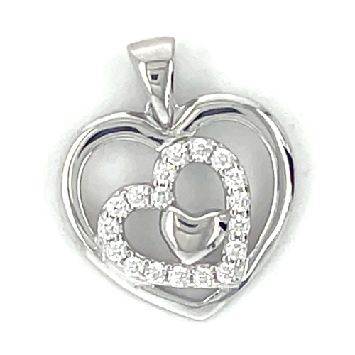 hartjes hanger met 3 hartjes in zilver - 53748