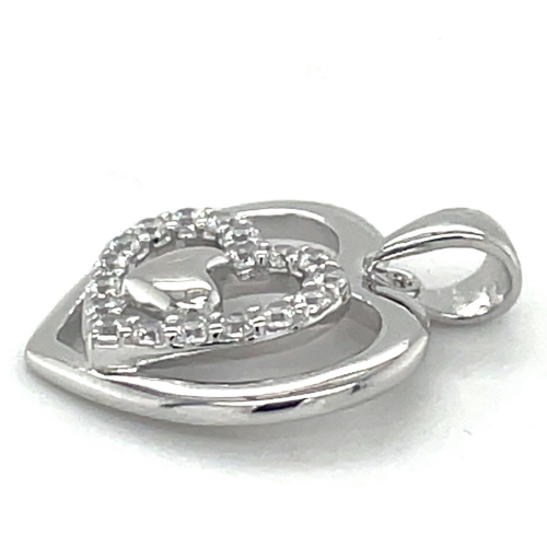 hartjes hanger met 3 hartjes in zilver - 53748