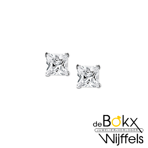 Zilver gerhodineerd oorknopjes met zirkonia - 53997 Zilver gerhodineerd oorknopjes met zirkonia - 53997