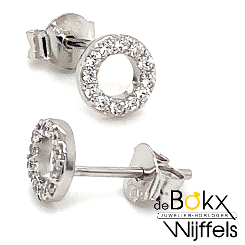 Oorknoppen zilveren cirkerls met zirkonia steentjes - 54001 Oorknoppen zilveren cirkerls met zirkonia steentjes - 54001