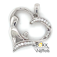 M' Amour hanger hartje moeder en kind zilver en zirkoon Z.42 - 54018 M' Amour hanger hartje moeder en kind zilver en zirkoon Z.42 - 54018