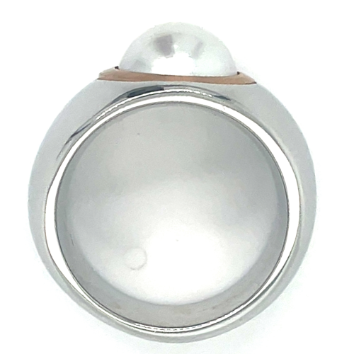 brede stalen ring met roze en een parel maat 54 - 54091 brede stalen ring met roze en een parel maat 54 - 54091