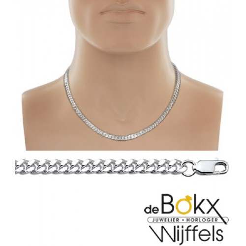 Zilveren collier met VKS geslepen gourmet schakel 50cm 5mm breed - 54469