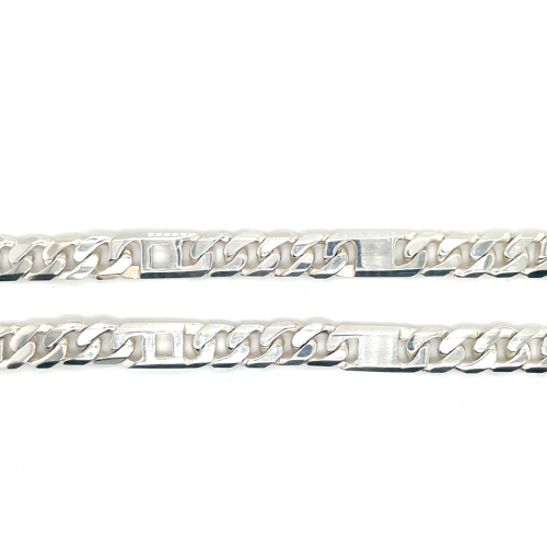 Brede stevige zilveren heren ketting 50cm lang 8mm breed - 54498