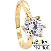 Geelgoud damesringen met zirkonia maat 55 - 54502 Geelgoud damesringen met zirkonia maat 55 - 54502