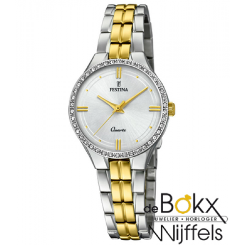 Festina dames horloge staal en goud kleurig F20219/1 - 54609 Festina dames horloge staal en goud kleurig F20219/1 - 54609