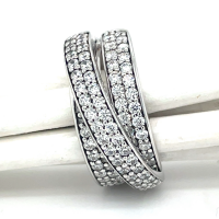 Zilver gerhodineerd ring met heel veel zirkonia steentjes maat 54 - 54648 Zilver gerhodineerd ring met heel veel zirkonia steentjes maat 54 - 54648
