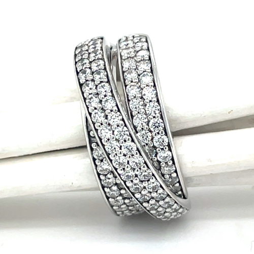 Zilver gerhodineerd ring met heel veel zirkonia steentjes maat 54 - 54648 Zilver gerhodineerd ring met heel veel zirkonia steentjes maat 54 - 54648
