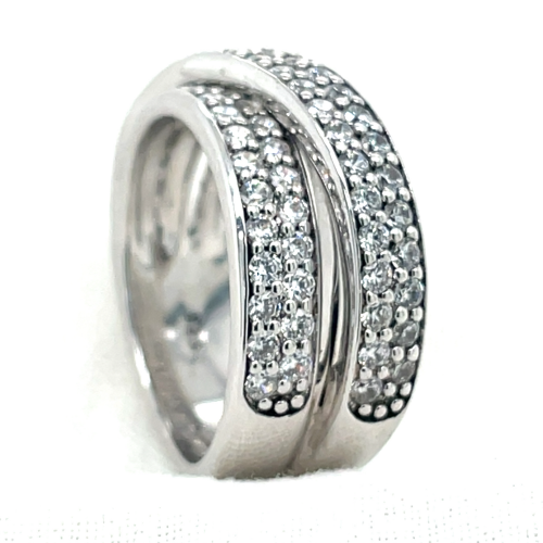 Zilver gerhodineerd ring met heel veel zirkonia steentjes maat 54 - 54648 Zilver gerhodineerd ring met heel veel zirkonia steentjes maat 54 - 54648