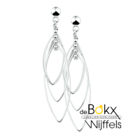 trendy zilveren oorhangers met bewegende bogen - 54582 trendy zilveren oorhangers met bewegende bogen - 54582