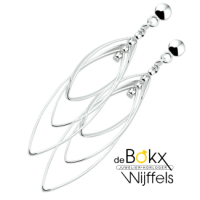 trendy zilveren oorhangers met bewegende bogen - 54582 trendy zilveren oorhangers met bewegende bogen - 54582