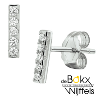 Oorknopjes zilver gerhodineerd balkjes met zirkonia - 54698 Oorknopjes zilver gerhodineerd balkjes met zirkonia - 54698