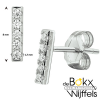 Oorknopjes zilver gerhodineerd balkjes met zirkonia - 54698 Oorknopjes zilver gerhodineerd balkjes met zirkonia - 54698