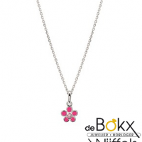 ketting met roze bloem zilver 36 - 40cm - 54784 ketting met roze bloem zilver 36 - 40cm - 54784