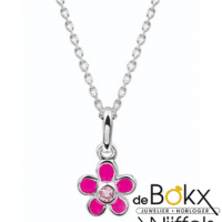 ketting met roze bloem zilver 36 - 40cm - 54784 ketting met roze bloem zilver 36 - 40cm - 54784
