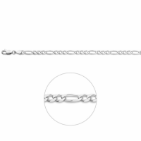 heren ketting figaro in het zilver 60cm 4mm - 54836