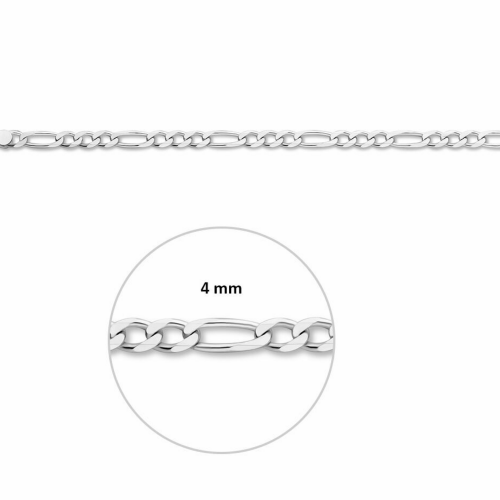 heren ketting figaro in het zilver 60cm 4mm - 54836