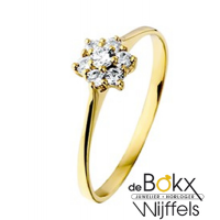 Geelgoud damesringen met rozet gezette zirkonia maat 50 - 54848 Geelgoud damesringen met rozet gezette zirkonia maat 50 - 54848