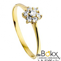 Geelgoud damesringen met rozet gezette zirkonia maat 50 - 54848 Geelgoud damesringen met rozet gezette zirkonia maat 50 - 54848