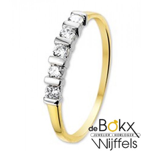 Gouden memoire ring zirkonia maat 50 - 54856 Gouden memoire ring zirkonia maat 50 - 54856