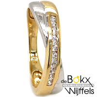 Wit en geelgouden damesring met zirkonia maat 60 - 54866 Wit en geelgouden damesring met zirkonia maat 60 - 54866