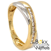 Wit en geelgouden damesring met zirkonia maat 60 - 54866 Wit en geelgouden damesring met zirkonia maat 60 - 54866