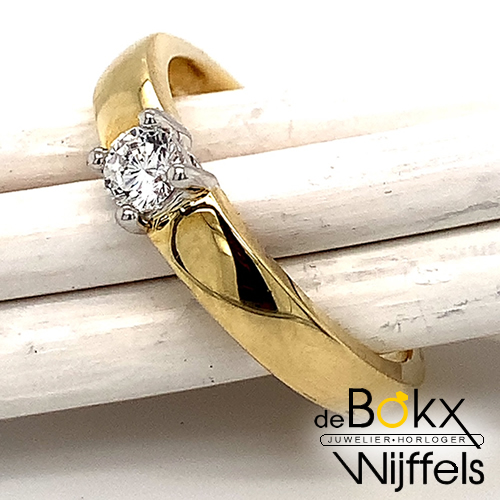 Verlovingsring bicolor goud met zirkonia maat 59 - 54868