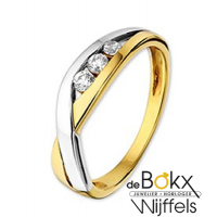 Fantasie ring Goud bicolor met zirkonia maat 58 - 54869 Fantasie ring Goud bicolor met zirkonia maat 58 - 54869