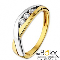 Fantasie ring Goud bicolor met zirkonia maat 58 - 54869