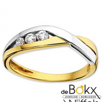 Fantasie ring Goud bicolor met zirkonia maat 58 - 54869 Fantasie ring Goud bicolor met zirkonia maat 58 - 54869