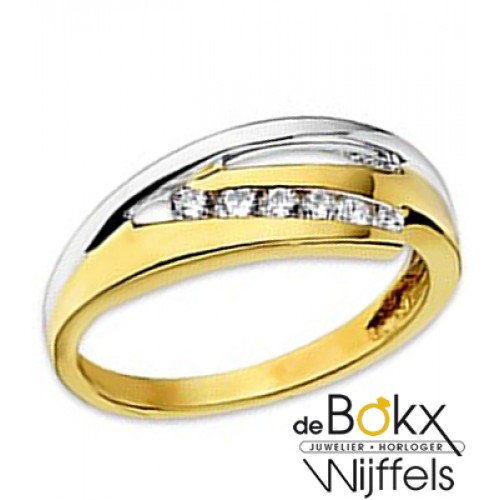 Fantasie ring goud met zirkonia maat57 - 54870