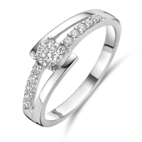 Ring Zilver gerhodineerd maat 47 met zirkonia steentjes - 54918