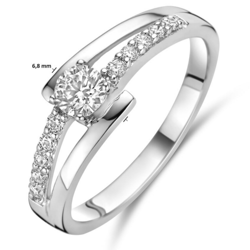 Ring Zilver gerhodineerd maat 47 met zirkonia steentjes - 54918