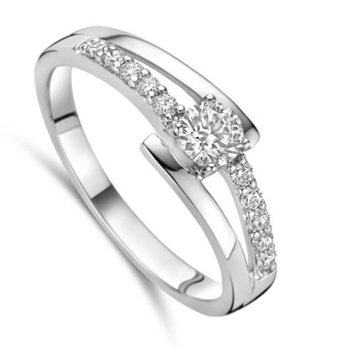 Ring Zilver gerhodineerd maat 47 met zirkonia steentjes - 54918