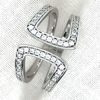 spanring Zilver gerhodineerd maat 56 met zirkonia steentjes - 54924